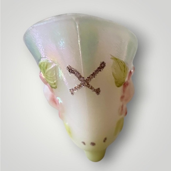 SIGNED FENTON ART GLASS VICTORIAN SHOE HAND PAINTED CABBAGE ROSE - Picture 7 of 9